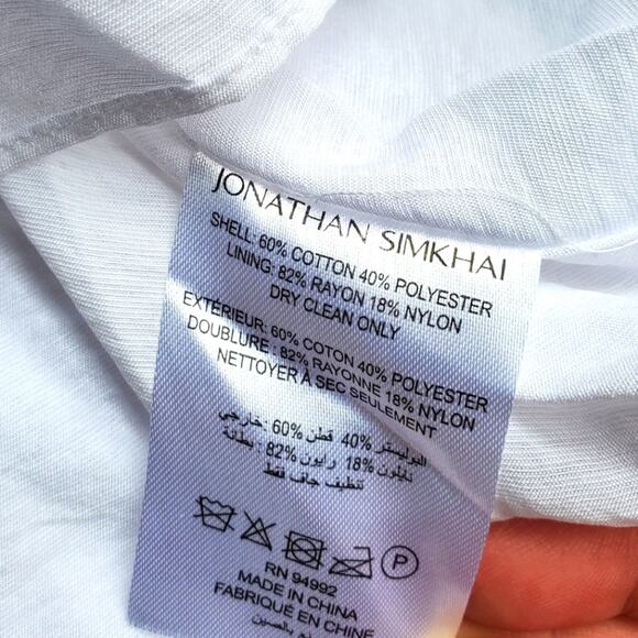 NWT$500 Jonathan Simkhai White Ansley Off-The-Shoulder Shirt Midi Dress Sz Large - Picture 11 of 16